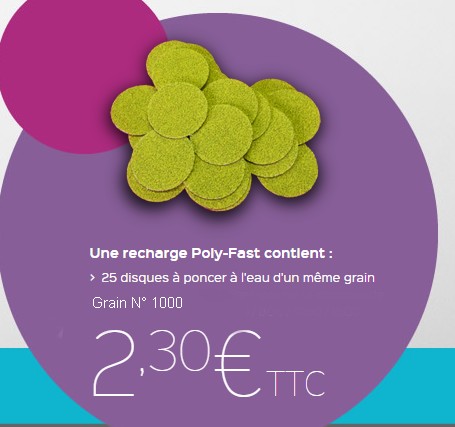 Recharge 25 Papiers a poncer grain 1000 Poly-Fast