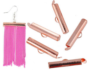Pinces de métal pour chaînes ± 21x6mm (trou ± 3,5mm et oeil ± 1mm) (± 50 pcs.)Couleur: Or roze Code: D16091 --- Pince chaine ou cordon 21x6. Or roze---
