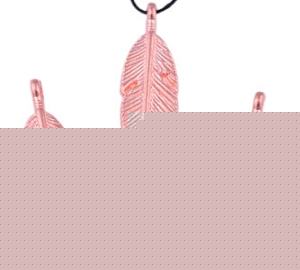 Pendentifs/breloques en métal, plume, décoré ± 30x9mm Code: D16903 --- Metal, plume, 30x9mm. Or rose---
