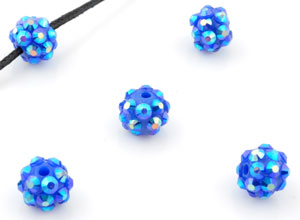 Code: D12567    --- Acrylic Shamballa 10x8mm. Bleu AB---