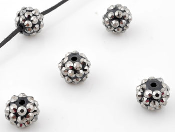 Code: D12568    --- Acrylic Shamballa 12x10mm. Anthracite---