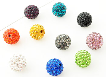 Code: D12972    --- 5 perles strass 12mm. Multicouleur---