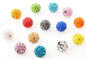 Code: D12977    --- 5 perles strass 10mm. Multicouleur---