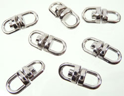 Porte-clefs en métal. Pivotant. +-20x9mm. Couleur Nickel Code: D02761 --- Porte cle metal tournant 20x9mm. Nickel---