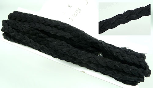 Code: D06188 (1 m. Cordon daim tresse 5mm. Noir) 