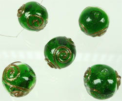 D06304    --- Italian style 15x13mm. Or-Vert---    **Cliquez_sur_la_photo_pour_l'agrandir**