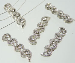 (D06528) Separateur strass 3 trous Couleur Nickel ** Cliquez sur la photo pour l'agrandir**