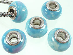 D06875    --- Pandora style,Porcelaine,Bleu Blanc Rose---    **Cliquez_sur_la_photo_pour_l'agrandir**