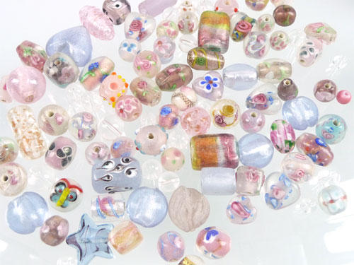 D07000 --- Melange perles verre Rose-lilas--- **Cliquez_sur_la_photo_pour_l'agrandir**