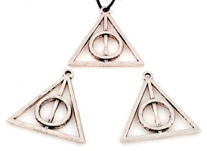 Pendentifs/breloques de métal, triangle ± 31x32mm (oeil ± 2mm). Couleur: Argent vieilli Code: D16471 --- Triangle 31x32 et cercle Vx.Argent---