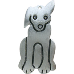 Pendentif, breloque en métal en forme de chien de +- 55x28mm. Couleur: Argenté Code: PSB185 --- Chien metal 55x28mm.---