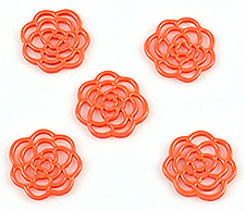 Pendentifs/entre-deux de métal, fleur ± 16mm (oeil ± 1,5mm). Couleur: Orange vif Code: D14847 --- Metal, fleur 16mm (oeil : 1,5mm)Orange vif---