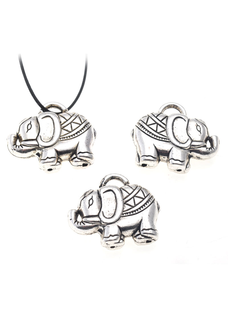 Pendentifs/breloques en métal, éléphant ± 29x35mm (oeil ± 7x4mm).Couleur: Vieil argent Code: D17586 --- Elephant 29x35mm Vieil Argent---