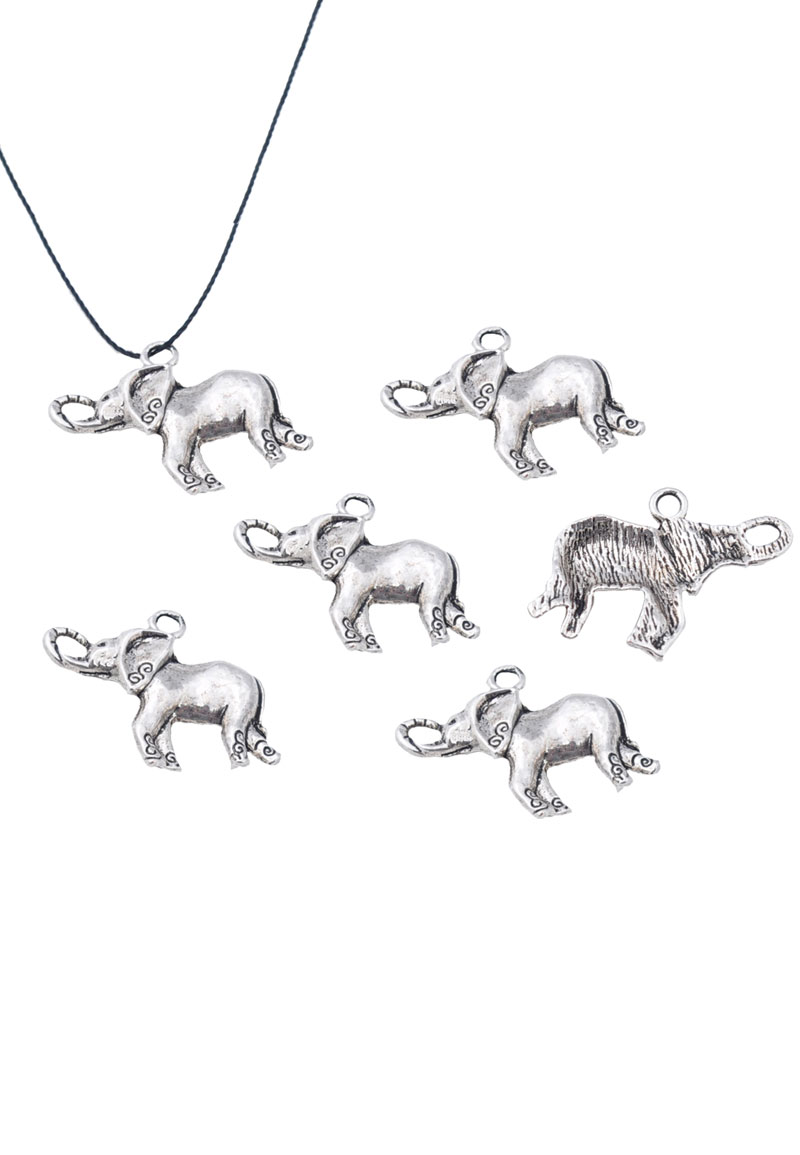Pendentifs/breloques de métal, éléphant ± 20x27mm (oeil ± 2mm). Couleur: Vieil Argent Code: D17690 --- Elephant 20x27mm Vx.Argent---