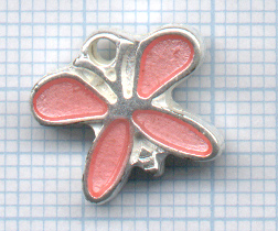 Pendentif métal émaillé d'un côté . 11 X 12mm. . Motif: Papillon rose Code: PIK011_P --- Pendentif papillon email rose---
