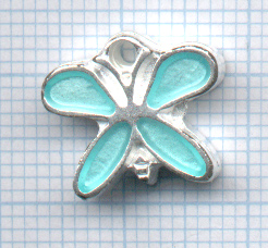 Pendentif métal émaillé d'un côté . 11 X 12mm. . Motif: Papillon turquoise Code: PIK011_T --- Pendentif papillon email turquoise---