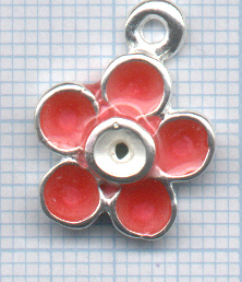 Pendentif métaL émaillé 1 côté bordeau . Diamètre: 15mm. . Possibilité de coller une perle centrale Code: PIK012_B --- Pendentif fleur emaillee bordeau---