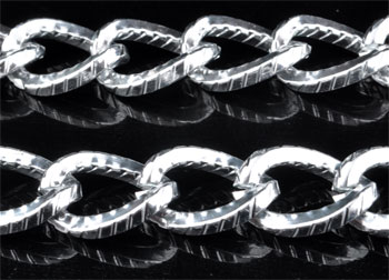 Chaine en aluminium décoré. Mailles: +-17x11mm. Se vend au mètre. Couleur argentée Code: D09238 --- 1m. Chaine alu decore 17x11mm. Argente---