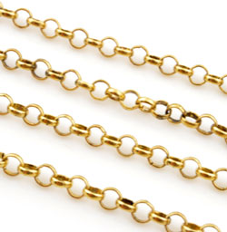 Chaîne de métal, maillon ± 4mm (1 mètre par chaîne). Couleur: Doré Code: D12147 --- 1m.chaine de metal, maillon 4mm. Dore---