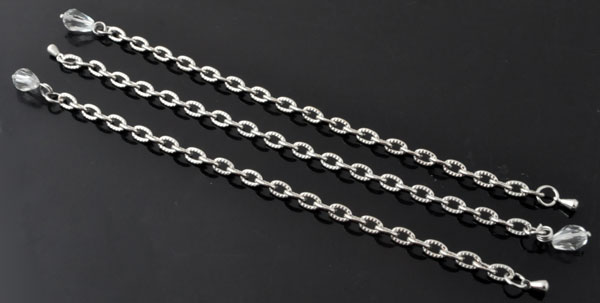 Code: D13785    --- Extension Metal  14cm avec perle cristal, goutte avec facettes---