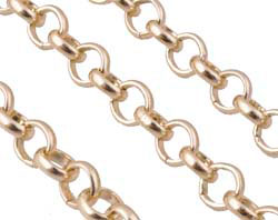 Chaîne d'aluminium avec mailles circulaires ± 8mm (± 100cm). Couleur: Doré Code: D15596 --- Chaine alu. Circulaire 8mm. Dore---