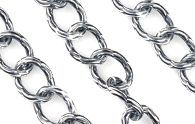 Aluminium chaîne ± 22x17mm, ± 3,5mm gros (± 100cm). Couleur: Noir/argent Code: D16011 --- 1m. Chaine Alu. Mailles: 22x17mm Noir-Argente---