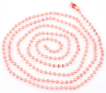 Colliers de métal, ball chain (collier à billes) avec fermoir réglable ± 100cm (± 2,5mm gros). Couleur or rose Code: D16176 --- 1 m.Collier metal billes 2,5mm.Gross. Or rose---