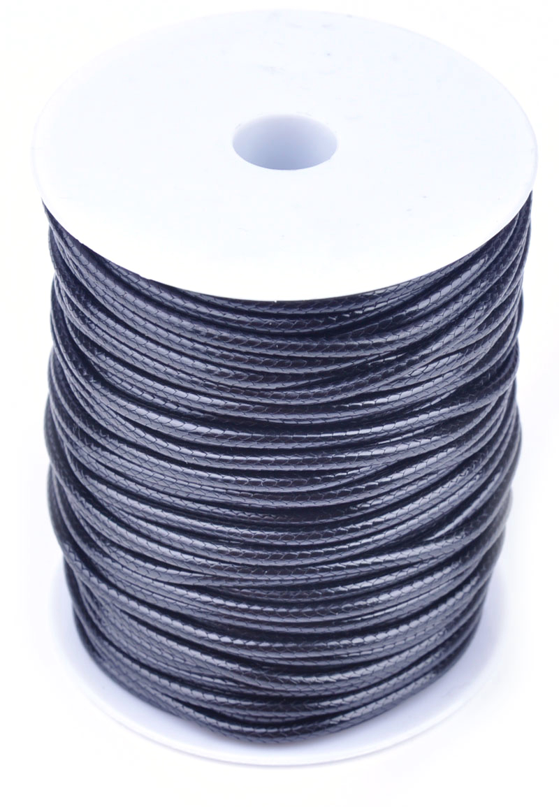 Code: D17330    --- 1m. Cordon Cire Eclat   2,5mm gros. Noir---