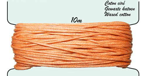 Carte coton ciré 1mm x10m. Couleur : Corail Code: FHY100_155 --- Carte coton cire 1mm x10m Corail---