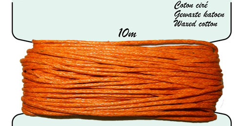 Carte coton ciré 1mm x10m. Couleur : Orange Code: FHY100_158 --- Carte coton cire 1mm x10m Orange---