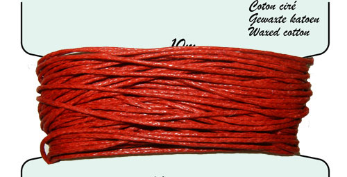 Carte coton ciré 1mm x10m. Couleur : Rouge Code: FHY100_162 --- Carte coton cire 1mm x10m Rouge---