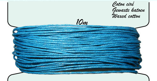 Carte coton ciré 1mm x10m. Couleur : Turquoise Code: FHY100_274 --- Carte coton cire 1mm x10m Turquoise---