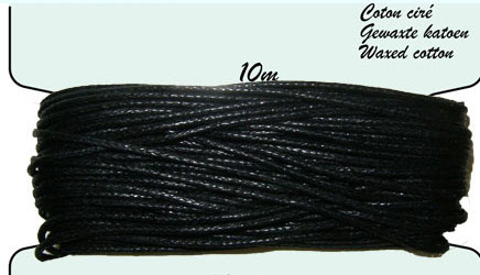 Code: FHY100_332    --- Carte coton cire 1mm x10m Noir---