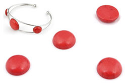 Briques de collage/cabochon de pierre naturelle Turquoise, circulaires ± 12mm, ± 5mm gros. Couleur: Rouge Code: D11847 --- Cabochon Pierre Naturelle 12mm, 5mm gros. Rouge---