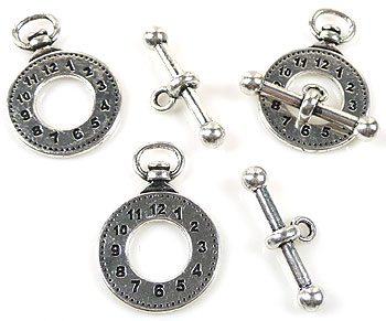 Code: D10382    --- Fermoir Pendule 2Pcs. 33x23mm. Vx. Argent---