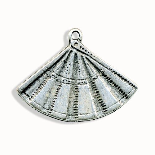 Perle pendentif en métal de +- 38mm de large et +- 38mm de haut , œillet compris. Forme: Éventail Code: PNM2081 --- Pendentif metal eventail 38x38---