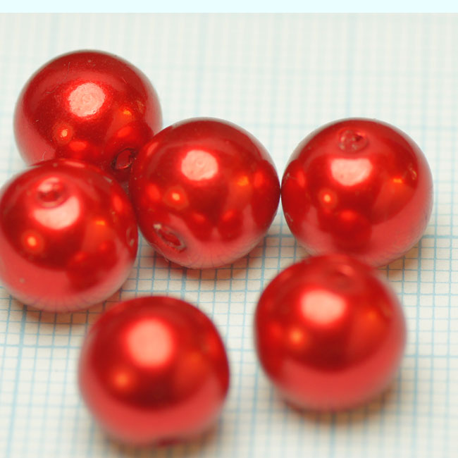 Code: NACRE01    --- Perle nacree rouge 10mm.---