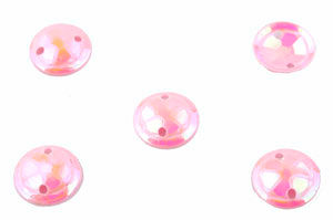 Paillettes de matière synthétique pour enfiler/coudre ± 8mm (trous ± 0,7mm) (± 2300 pcs.). Couleur: Rose AB Code: D15526 --- 2300 Pcs. Sequin 8mm. Rose AB---
