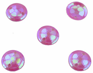 Paillettes de matière synthétique pour enfiler/coudre ± 8mm (trous ± 0,7mm) (± 2300 pcs.). Couleur: Fuschia AB Code: D15530 --- 2300 Pcs. Sequin 8mm.Fuschia AB---