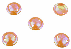 Paillettes de matière synthétique pour enfiler/coudre ± 8mm (trous ± 0,7mm) (± 2300 pcs.). Couleur: Orange AB Code: D15531 --- 2300 Pcs. Sequin 8mm.Orange AB---