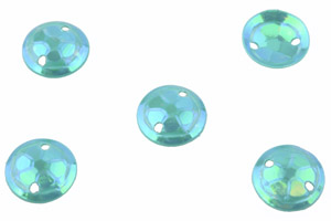 Paillettes de matière synthétique pour enfiler/coudre ± 8mm (trous ± 0,7mm) (± 2300 pcs.). Couleur: Bleu Vert AB Code: D15532 --- 2300 Pcs. Sequin 8mm. Bleu-Vert AB---