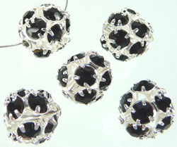 Code: D07127    --- Boule metal strass 8mm. Noir---