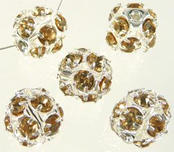 Code: D07136 (Boule metal strass 10mm. Colorado Topaze Clair) 