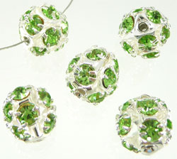 Code: D07137    --- Boule metal strass 10mm. Pridot---
