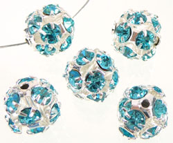 Code: D07153    --- Boule metal strass 12mm. Aigue Marine---