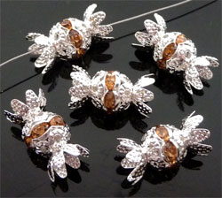 Code: D08214 (Strass boule , 2 calottes Colorado Topaze Clair) 