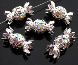Code: D08215    --- Strass boule , 2 calottes Cristal AB---