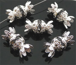 Code: D08217    --- Strass boule , 2 calottes Lilas-Gris---