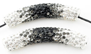 Code: D13085    --- Tube 53x9,5 Strass Noir Blanc---