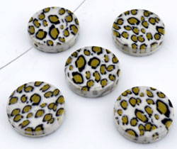 Code: D11362    --- Synthetique, circulaire plate imprime animal  18x5mm ---
